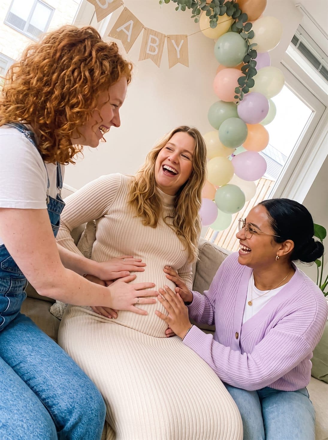 Friends feeling the bump