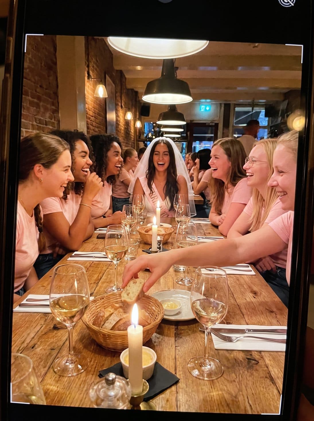 Dinner with the whole group at the long table