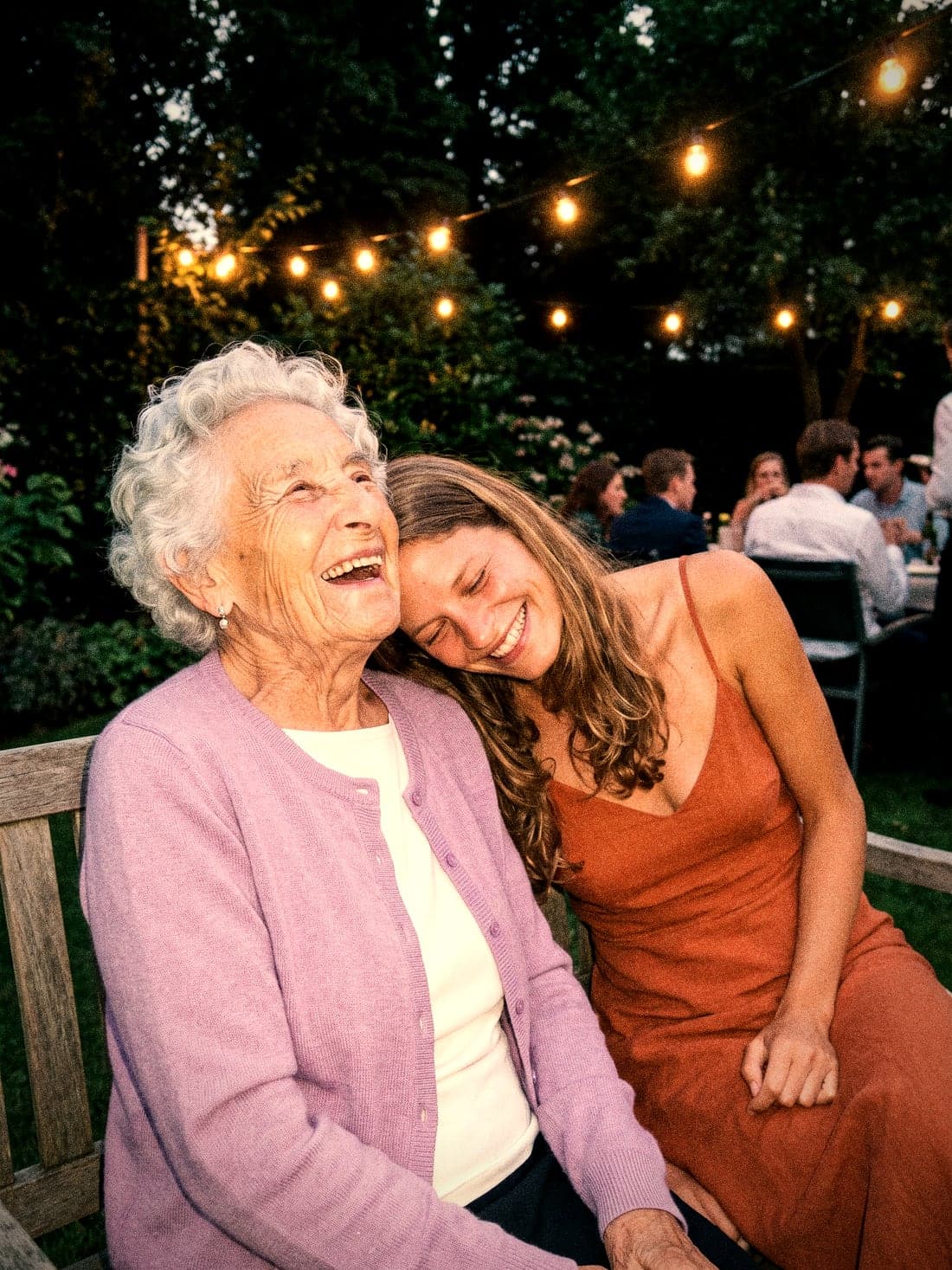 Grandma Truus and Sanne laughing together