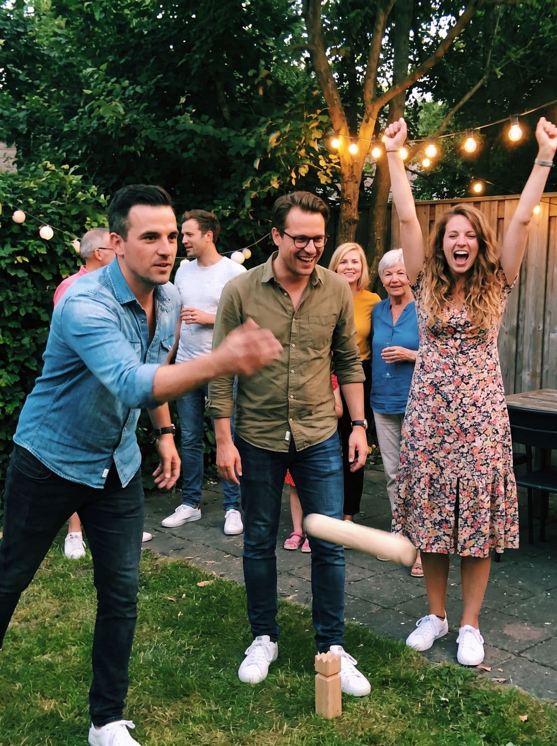Playing lawn games on the grass