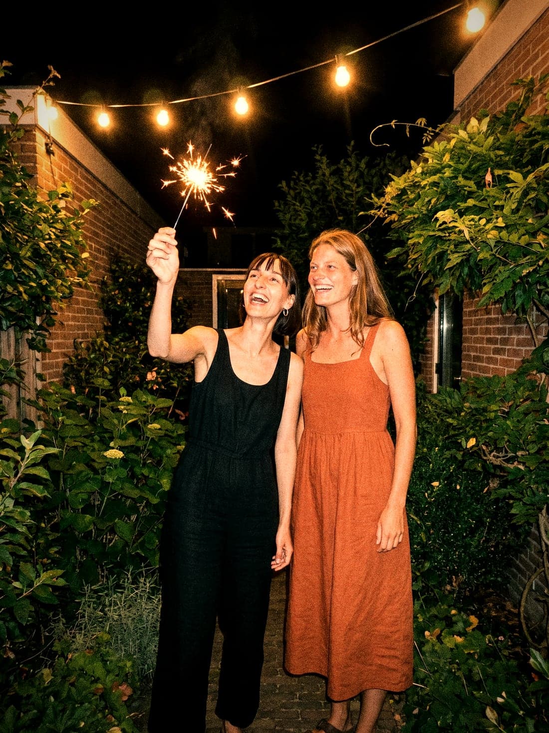 A sparkler in the dark garden