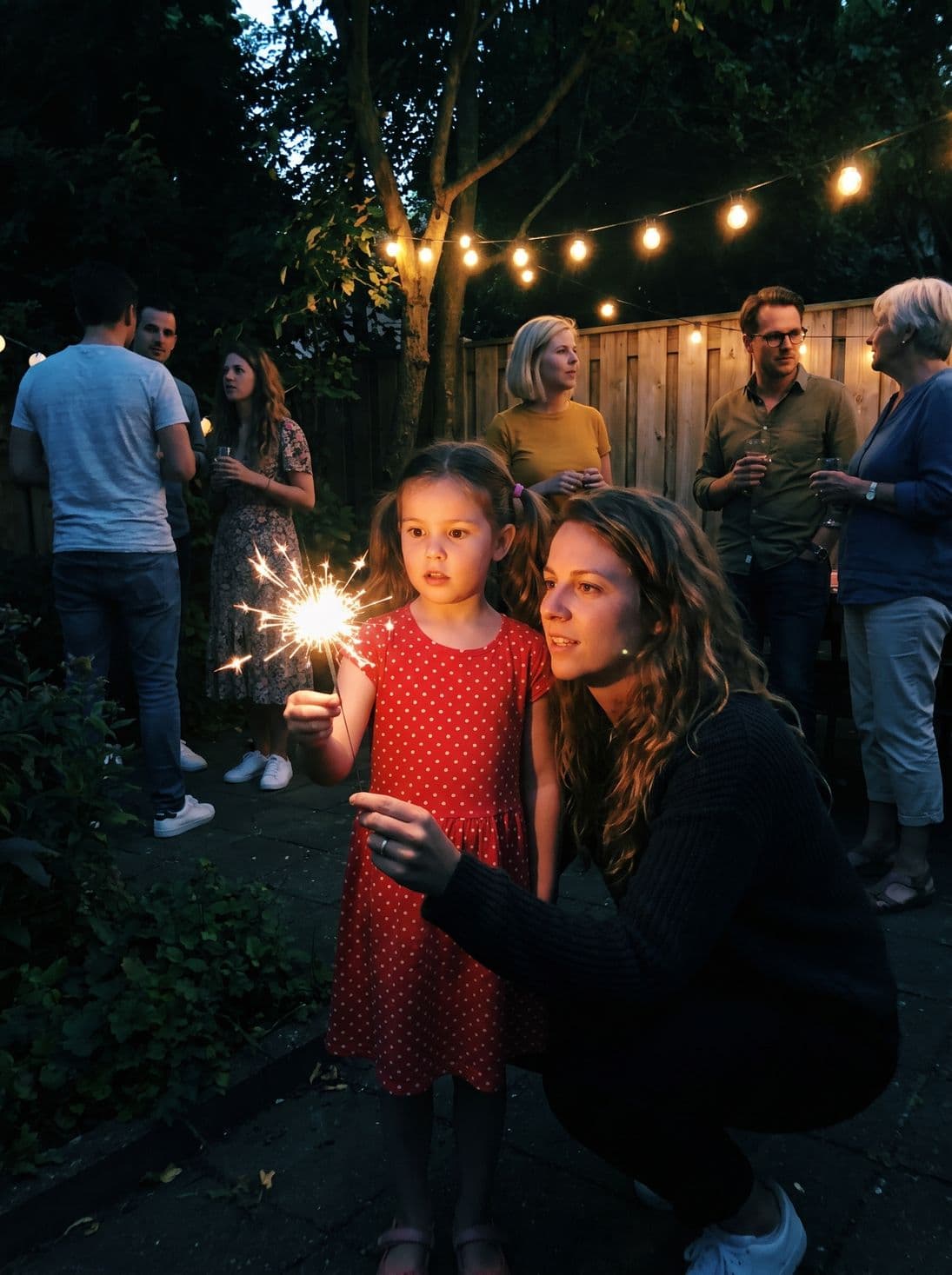 A sparkler in the dark garden