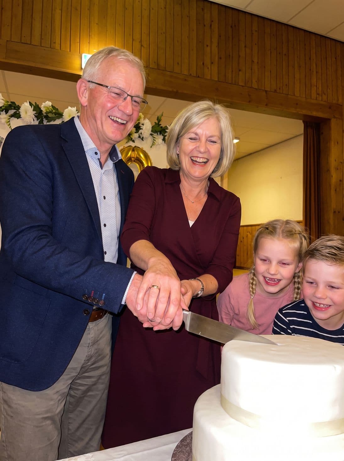Cutting the anniversary cake