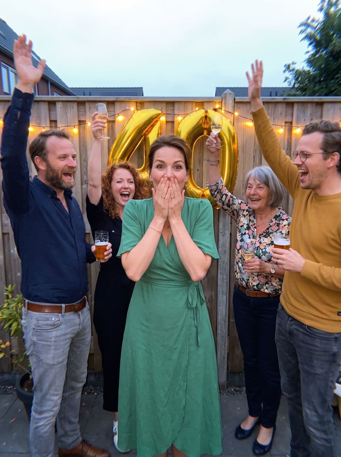 The birthday girl is surprised as she arrives at her 40th birthday party
